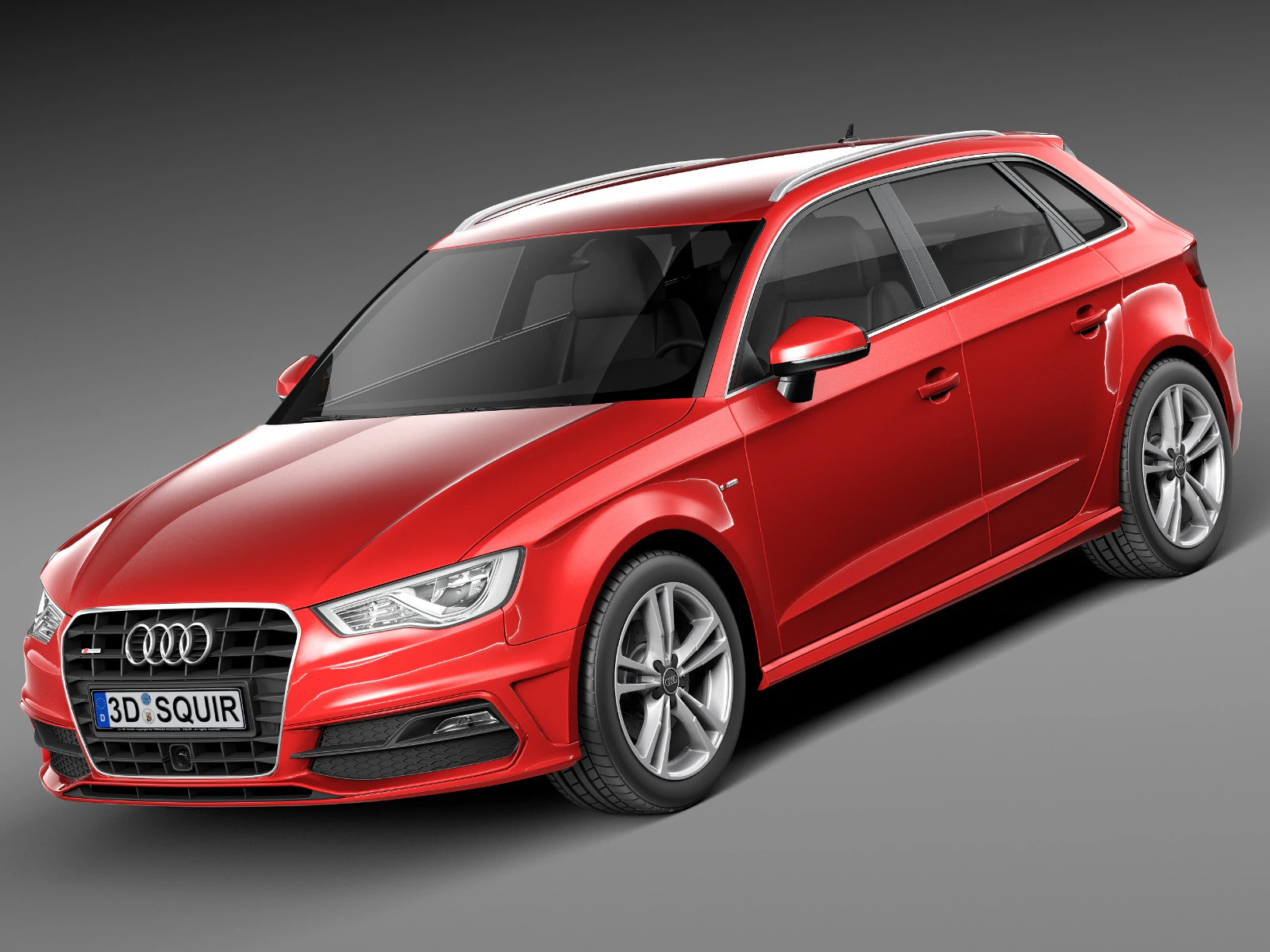 Audi A3 5-door S-line 2014 3D Model .c4d .max .obj .3ds .fbx .stl .blend 