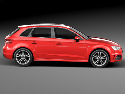 Audi A3 5-door S-line 2014 3D Model