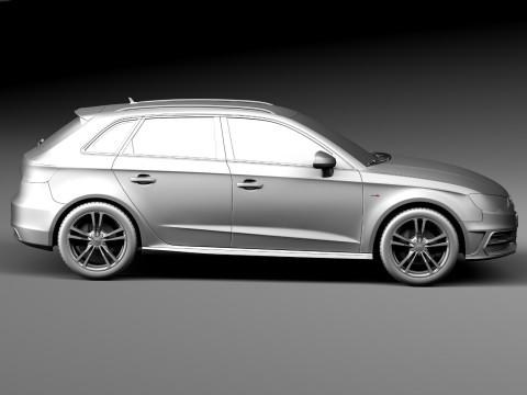 Audi A3 5-door S-line 2014 3D Model