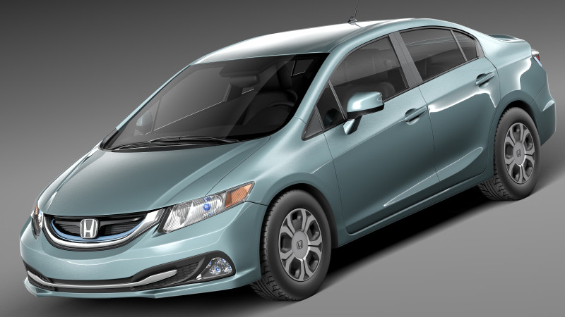 Honda Civic Sedan Hybrid 2013 Modelo 3D .c4d .max .obj .3ds .fbx .stl .blend 