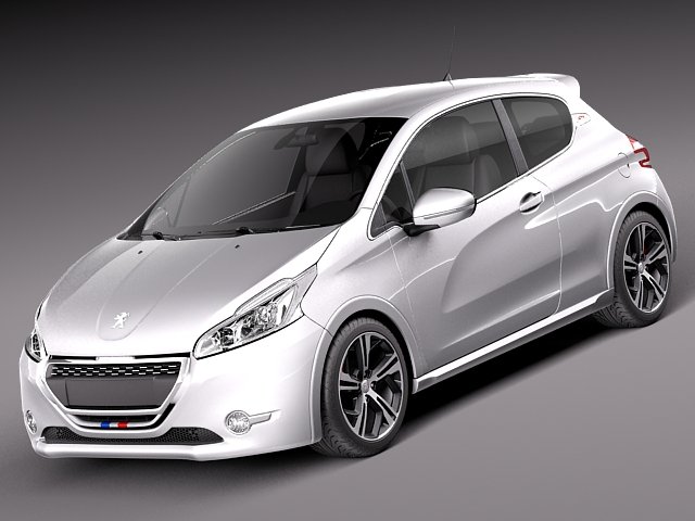 Peugeot 208 GTI 2014 Model 3D .c4d .max .obj .3ds .fbx .stl .blend 