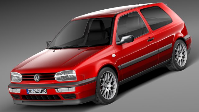 Volkswagen Golf Mk3 GTi 1991-1997 Model 3D .c4d .max .obj .3ds .fbx .stl .blend 