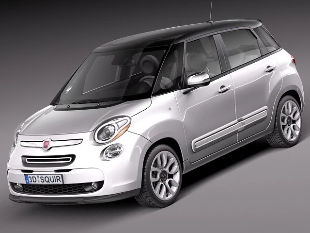 Fiat 500L USA Version 2013 3D Model .c4d .max .obj .3ds .fbx .stl .blend