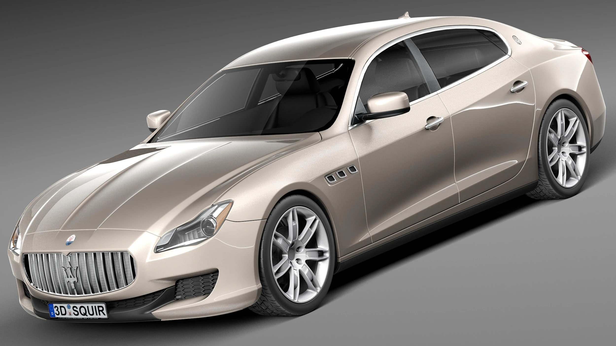 Maserati Quattroporte 2013 3D Model .c4d .max .obj .3ds .fbx .stl .blend
