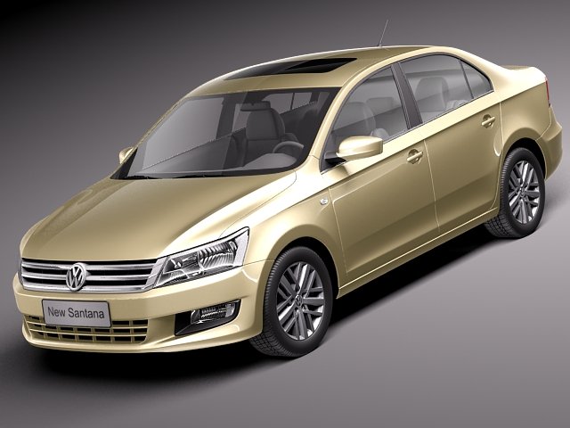 Volkswagen Santana 2014 Model 3D .c4d .max .obj .3ds .fbx .stl .blend 