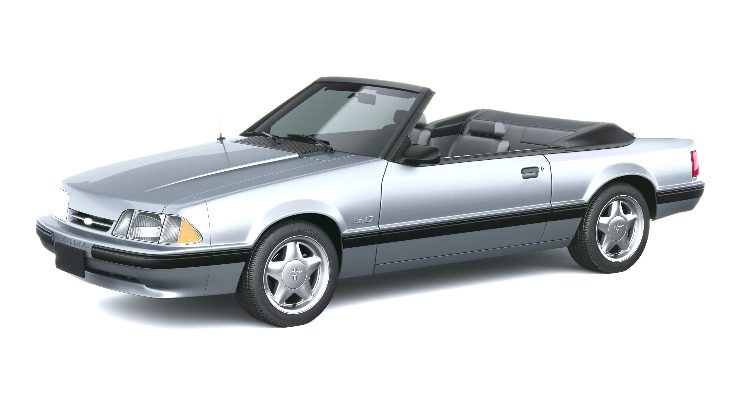 Mustang Convertible 1987-1993 3D Model .c4d .max .obj .3ds .fbx .stl .blend 
