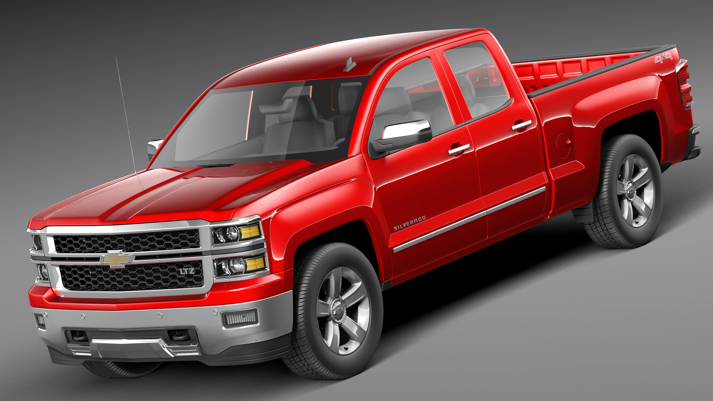 Chevrolet Silverado 1500 crew cab 2013 3D Model .c4d .max .obj .3ds .fbx .stl .blend 