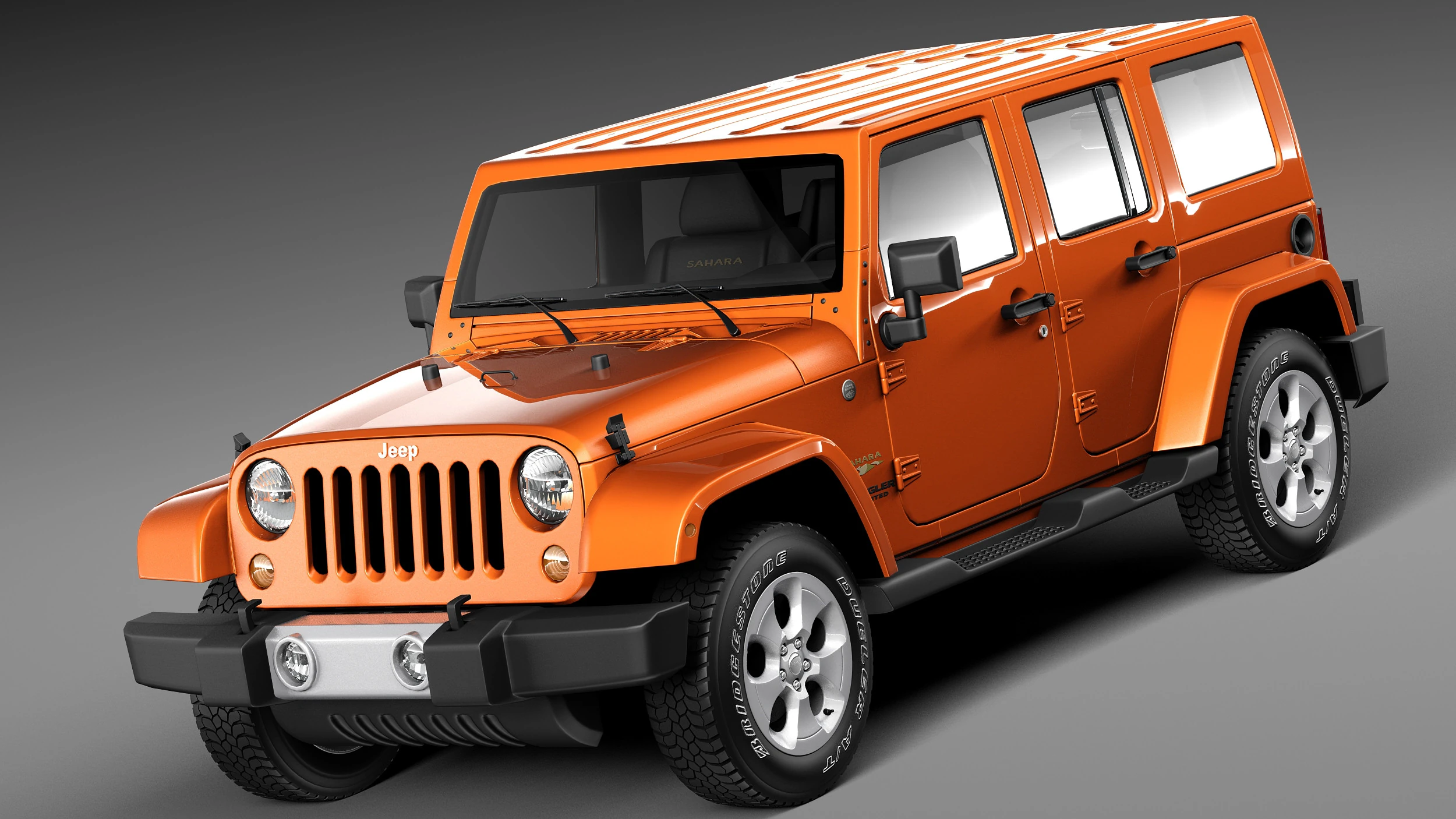 Jeep Wrangler Unlimited Sahara 2013 3D Model .c4d .max .obj .3ds .fbx .stl .blend 