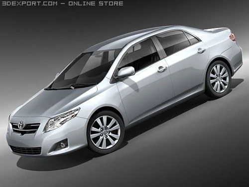 Toyota Corolla Sedan 2009 midpoly 3D Model .c4d .max .obj .3ds .fbx .stl .blend 