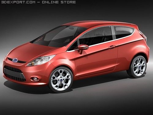 Fiesta 3-door Hatchback 2009 3D Model .c4d .max .obj .3ds .fbx .stl .blend 