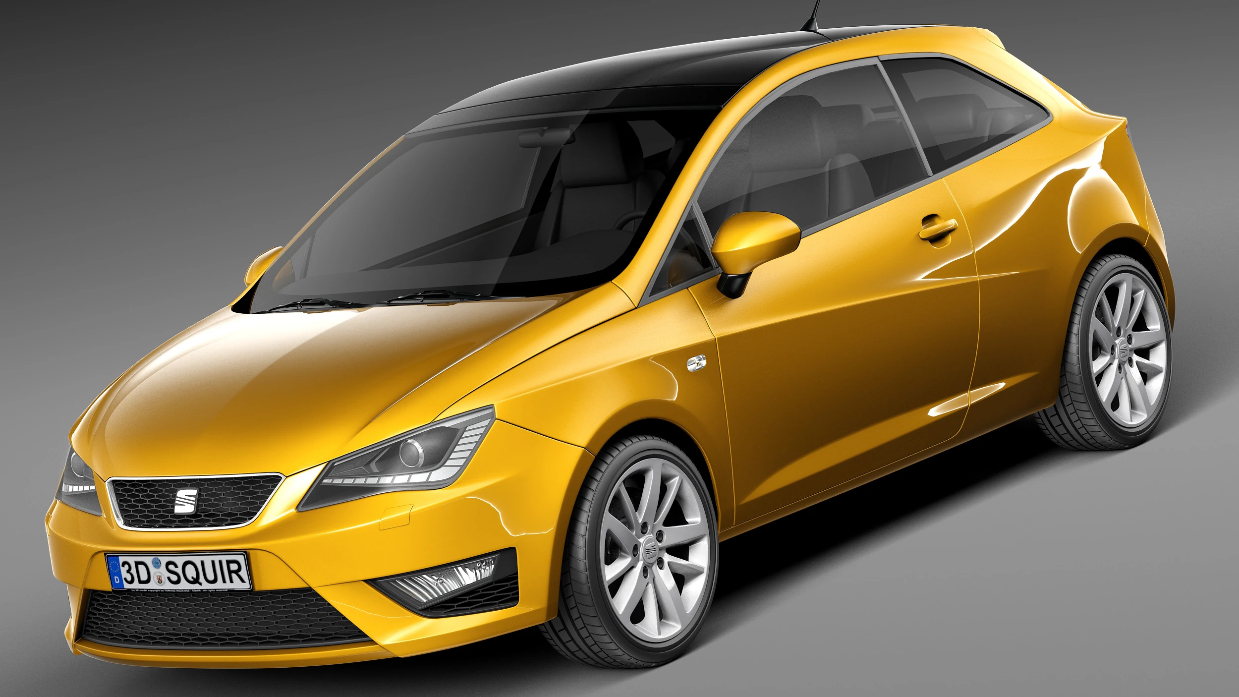 Seat Ibiza 3-door 2013 3D Model .c4d .max .obj .3ds .fbx .stl .blend 