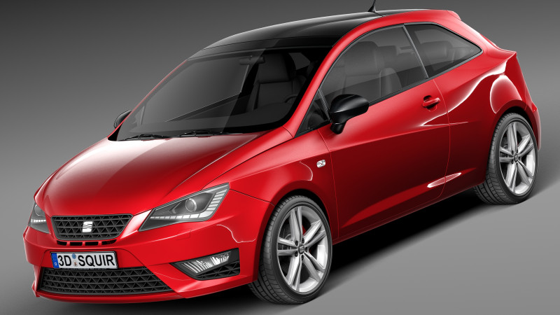 Seat Ibiza Cupra 3-door 2013 3D Model .c4d .max .obj .3ds .fbx .stl .blend 