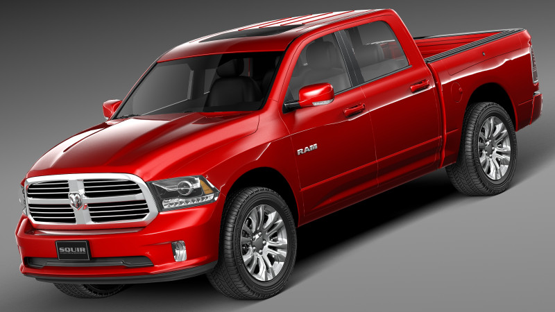 Dodge Ram Crew Cab Sport 2013 Modelo 3D .c4d .max .obj .3ds .fbx .stl .blend 