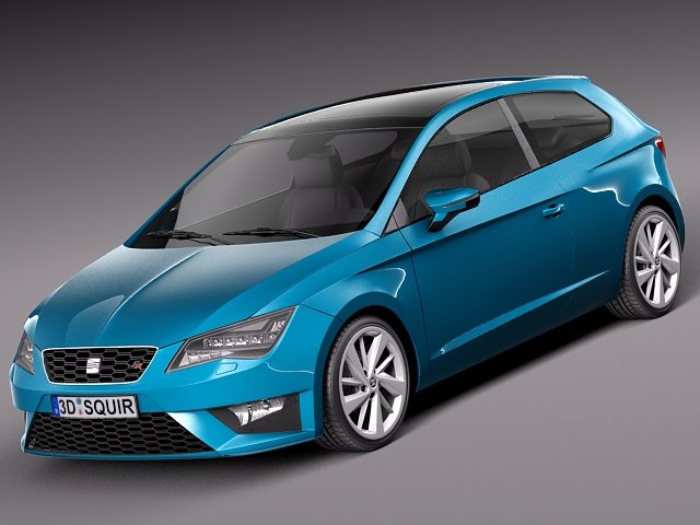 Seat Leon SC 3-door 2014 Modelo 3D .c4d .max .obj .3ds .fbx .stl .blend 