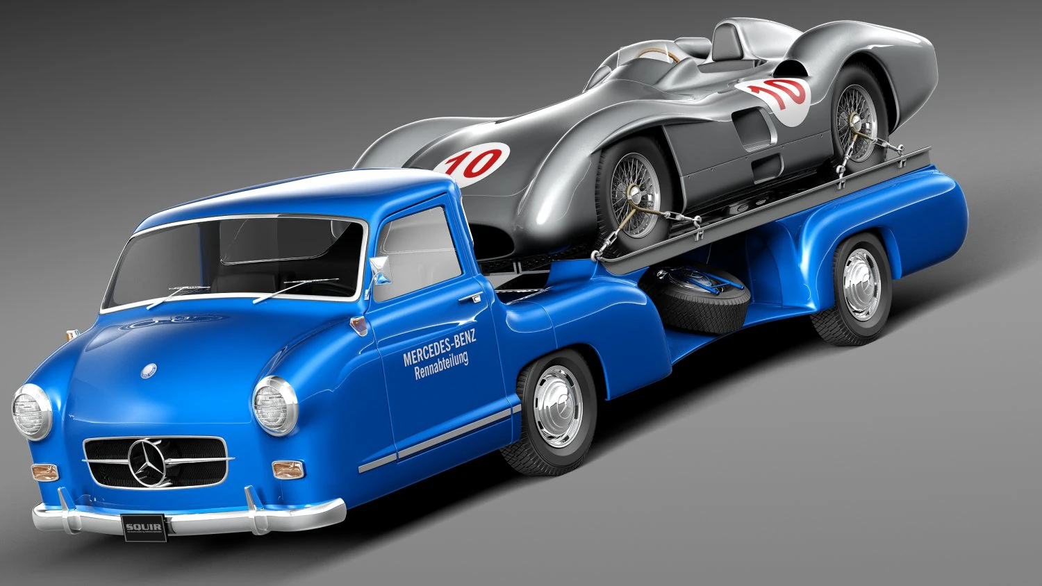Mercedes-Benz Renntransporter Combo 1954 3D Model .c4d .max .obj .3ds .fbx .stl .blend
