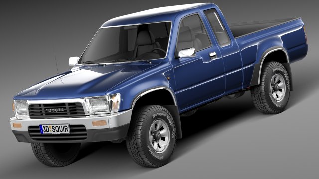 Toyota Hilux Pickup Extended Cab 1989-1997 3D Model .c4d .max .obj .3ds .fbx .stl .blend 