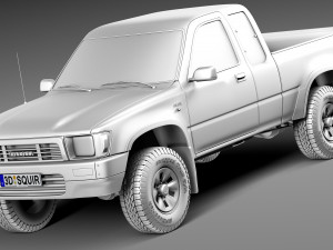 Toyota Hilux Pickup Extended Cab 1989-1997 3D Model