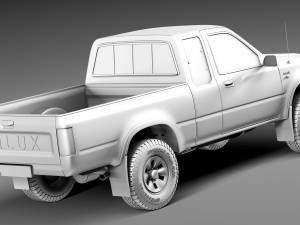 Toyota Hilux Pickup Extended Cab 1989-1997 3D Model