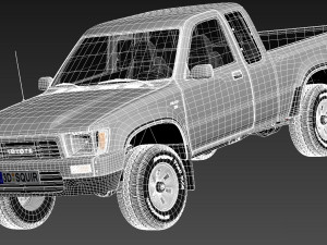 Toyota Hilux Pickup Extended Cab 1989-1997 3D Model