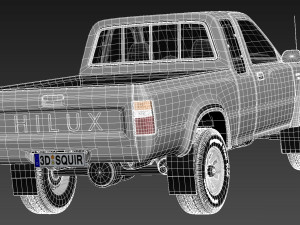 Toyota Hilux Pickup Extended Cab 1989-1997 3D Model