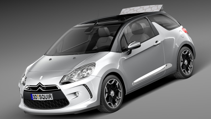 Citroen DS3 Cabrio 2013 3D Model .c4d .max .obj .3ds .fbx .stl .blend 