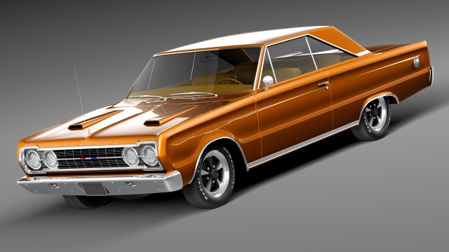 Plymouth GTX 1967 3D Model .c4d .max .obj .3ds .fbx .stl .blend 