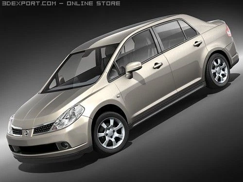 Nissan Tiida Versa Sedan 3D Model .c4d .max .obj .3ds .fbx .stl .blend