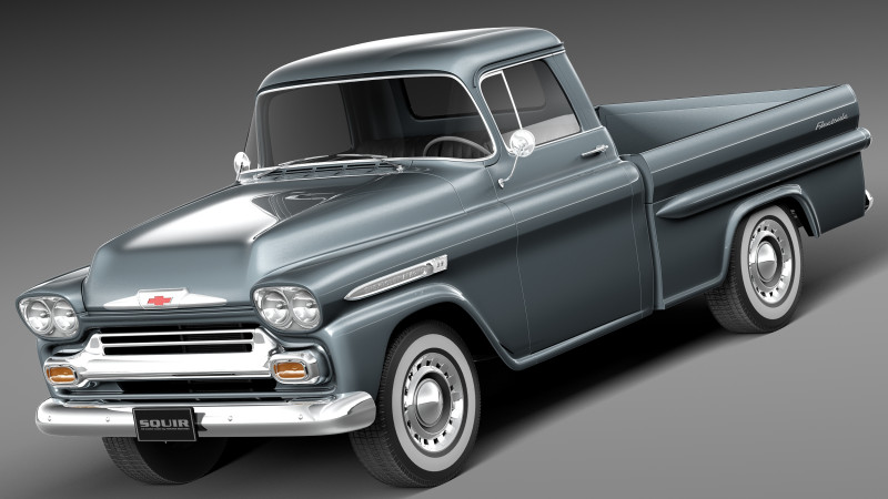 Chevrolet Apache Pickup 1958 3D 模型 .c4d .max .obj .3ds .fbx .stl .blend 