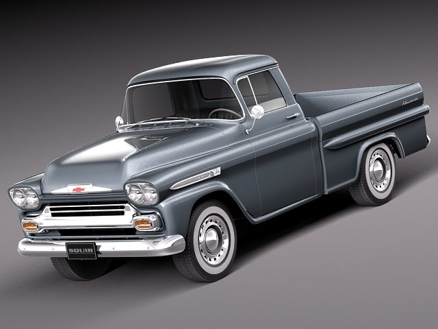 Chevrolet Apache Pickup 1958 3D Модель .c4d .max .obj .3ds .fbx .stl .blend 