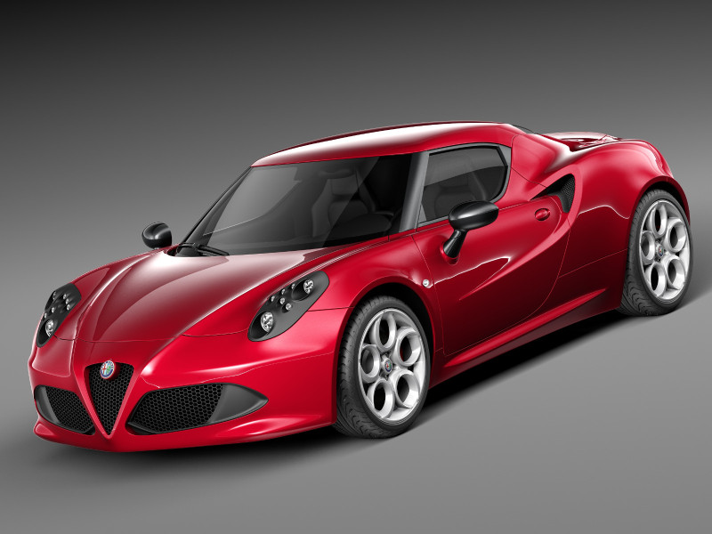 Alfa Romeo 4C 2014 3D Modell .c4d .max .obj .3ds .fbx .stl .blend 