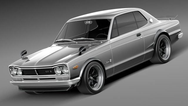 Nissan Skyline 1968-1972 3D-Modell .c4d .max .obj .3ds .fbx .stl .blend 