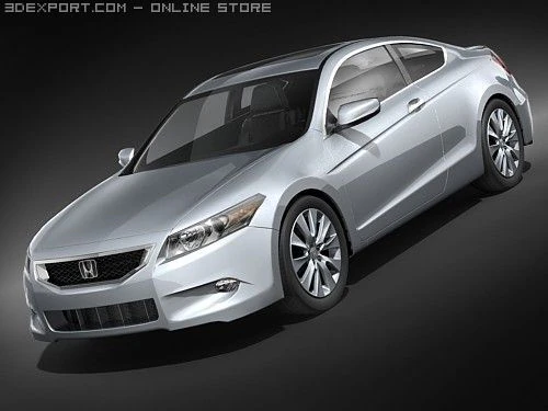 Honda Accord Coupe 2009 midpoly 3D Model .c4d .max .obj .3ds .fbx .stl .blend 