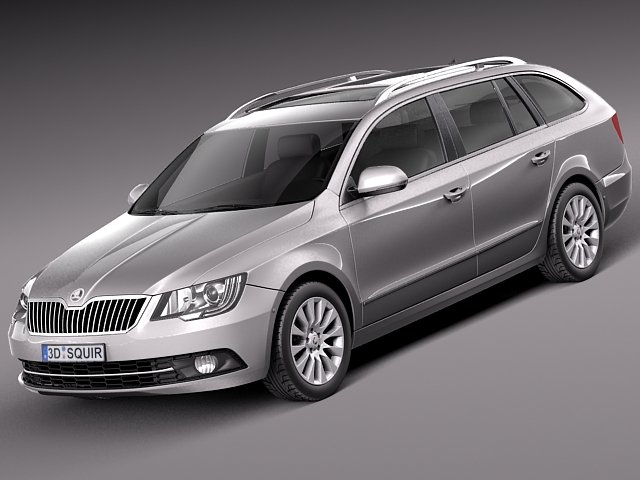 Skoda Superb Combi 2014 Model 3D .c4d .max .obj .3ds .fbx .stl .blend 