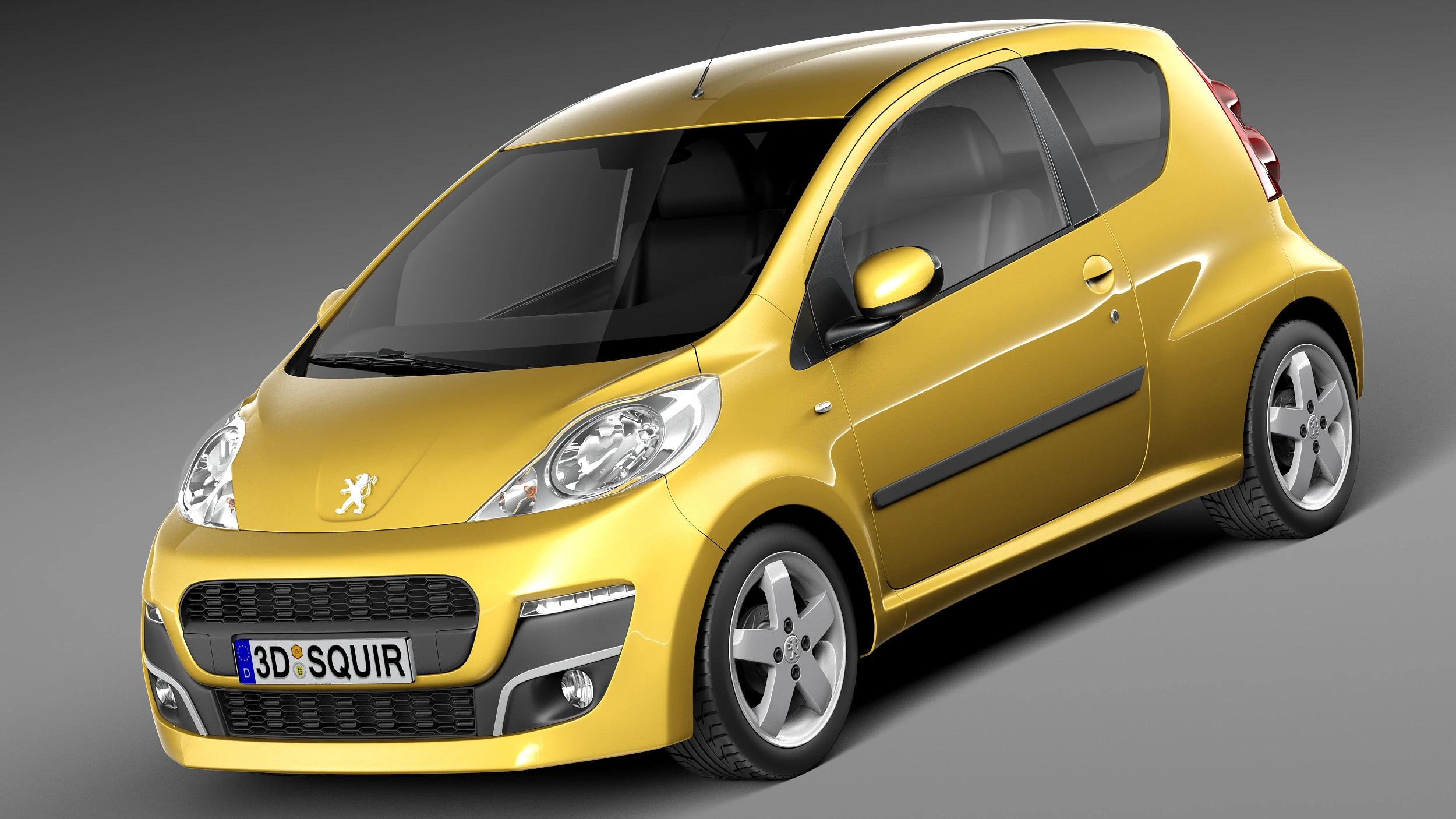 Peugeot 107 3-door 2013 3D Model .c4d .max .obj .3ds .fbx .stl .blend 