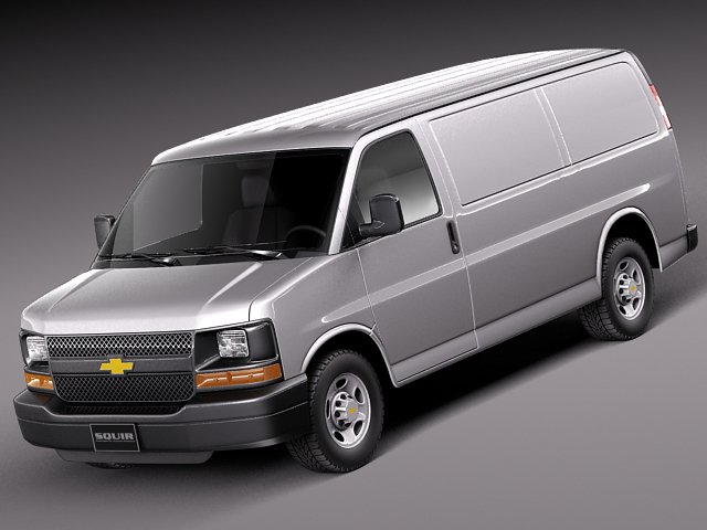 Chevrolet Express Van 2001-2013 3D Model .c4d .max .obj .3ds .fbx .stl .blend 