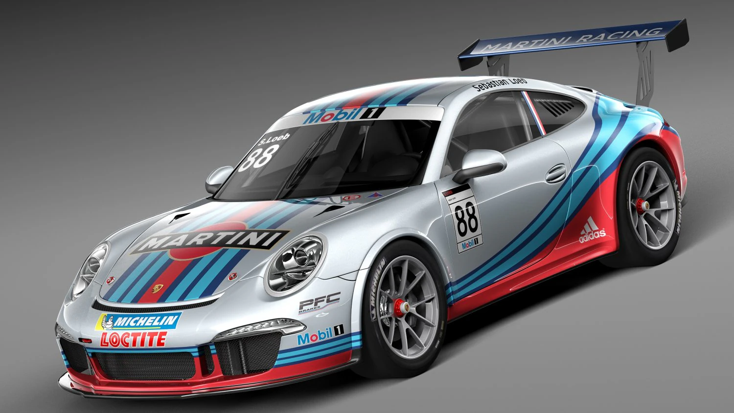 Porsche 911 GT3Cup 2013 Martini 3D Model .c4d .max .obj .3ds .fbx .stl .blend