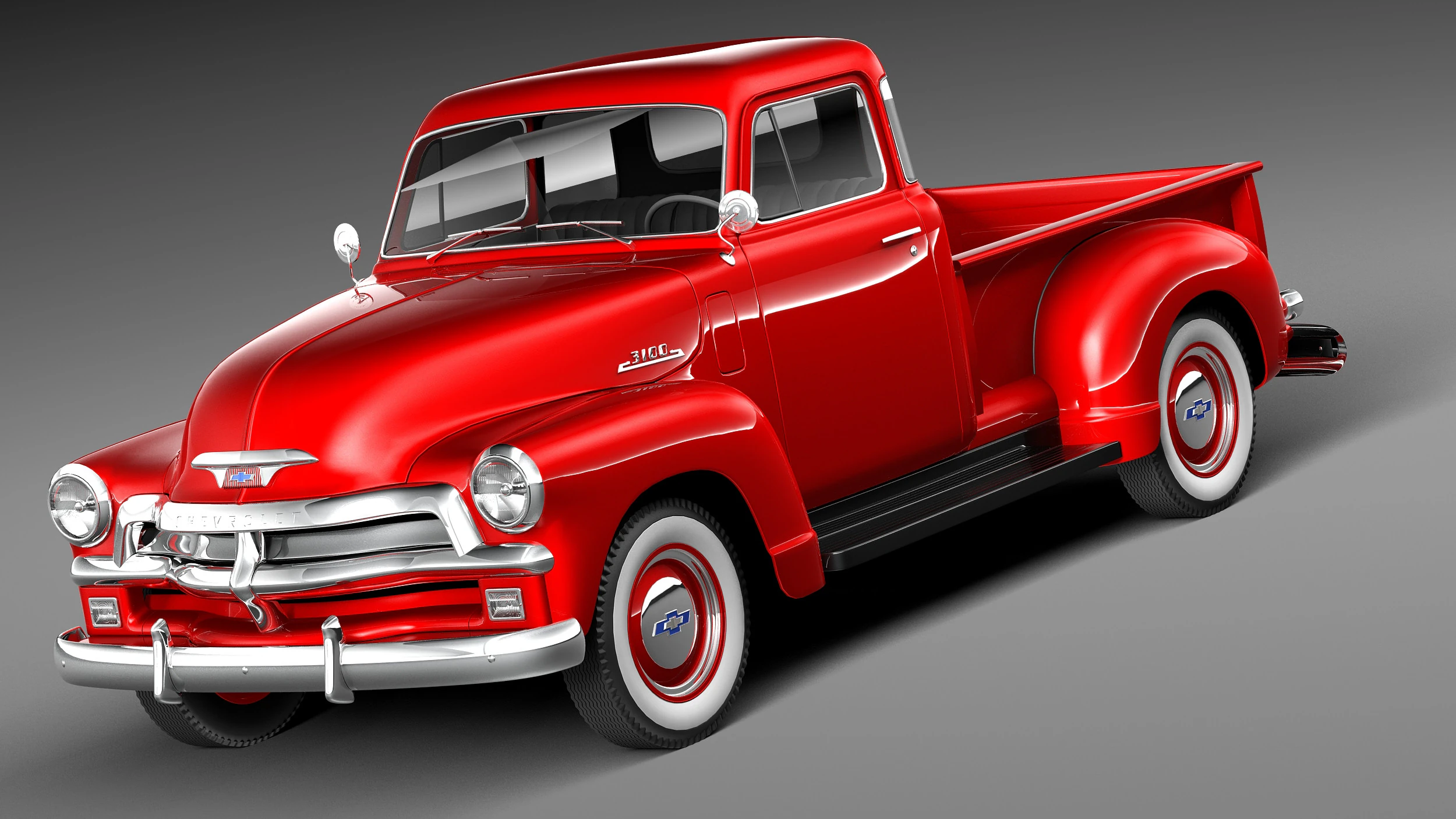 Chevrolet 3100 Pickup 1954 3D Model .c4d .max .obj .3ds .fbx .stl .blend