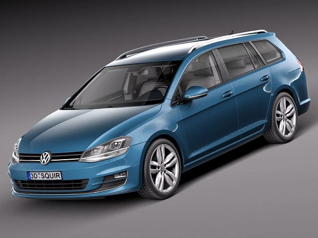 Volkswagen Golf Variant 2014 3D Model .c4d .max .obj .3ds .fbx .stl .blend 