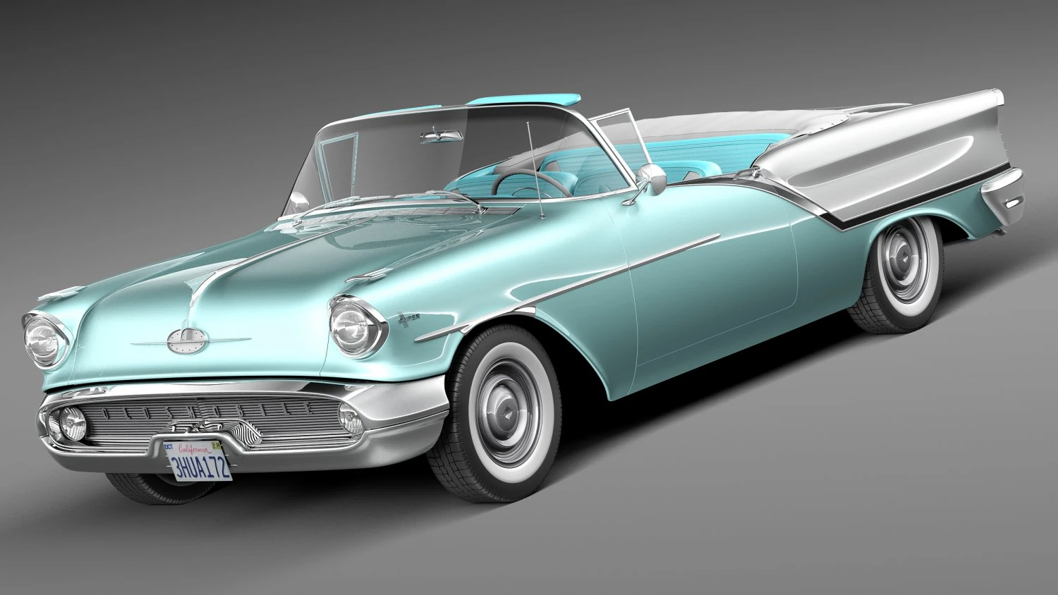 Oldsmobile 88 1957 Convertible 3D Model .c4d .max .obj .3ds .fbx .stl .blend 