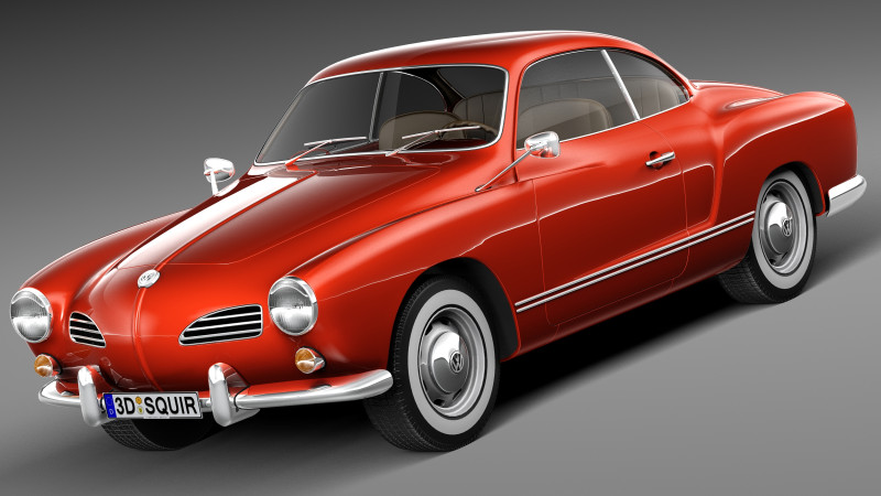 Volkswagen Karmann Ghia Coupe 1955-1974 3D Model .c4d .max .obj .3ds .fbx .stl .blend 