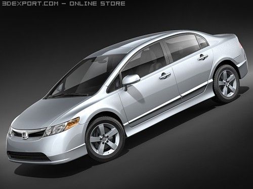 Honda Civic Sedan 2008 Model 3D .c4d .max .obj .3ds .fbx .stl .blend
