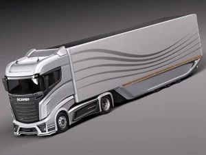 Scania R1000 2014 Аеропричіп 3D Модель