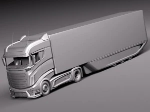 Scania R1000 2014 Аеропричіп 3D Модель