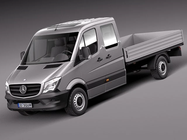 Mercedes-Benz Sprinter Pickup Long 2014 3D Model .c4d .max .obj .3ds .fbx .stl .blend 