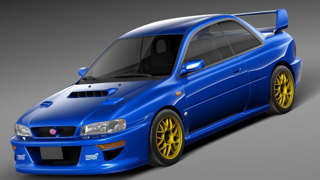 Subaru Impreza STi 22b 1993-2000 Modelo 3D .c4d .max .obj .3ds .fbx .stl .blend 