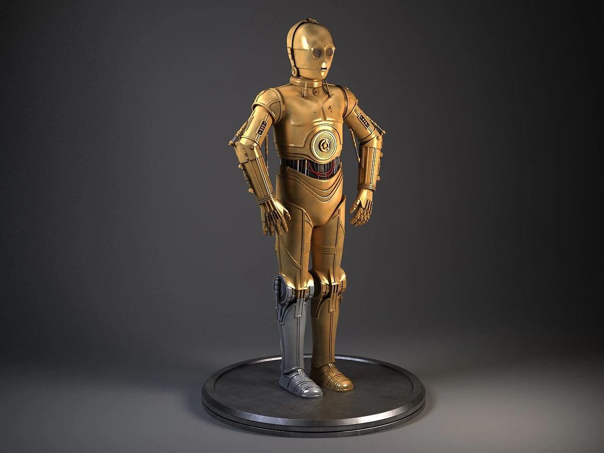 c3po star wars droid robot 3D Model .c4d .max .obj .3ds .fbx .stl .blend 