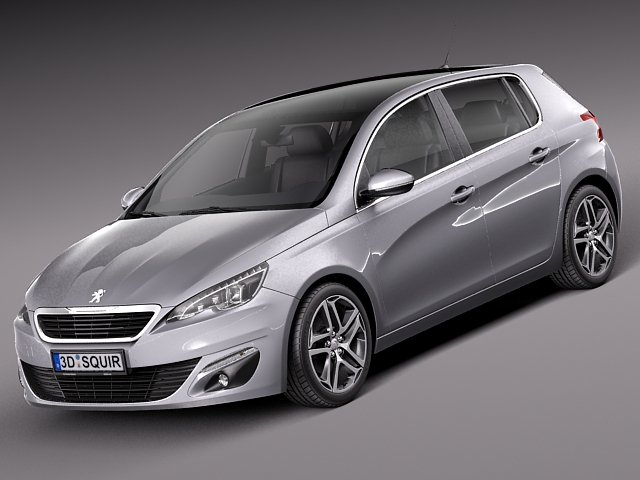 Peugeot 308 2014 3D Model .c4d .max .obj .3ds .fbx .stl .blend 