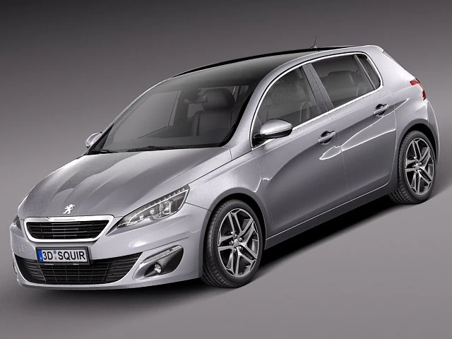 Peugeot 308 2014 3D Model .c4d .max .obj .3ds .fbx .stl .blend 