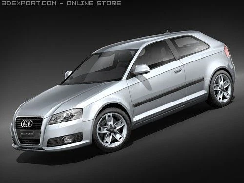 Audi A3 2009 3-door 3D Model .c4d .max .obj .3ds .fbx .stl .blend 