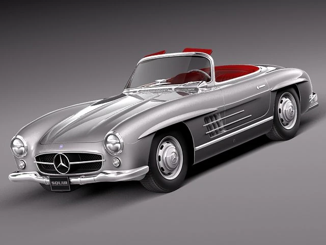 Mercedes-Benz 300SL Roadster 1956 3D Model .c4d .max .obj .3ds .fbx .stl .blend 